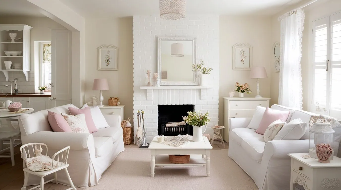 Cozy small living room layout with fireplace featuring a loveseat and two chairs arranged for conversation.