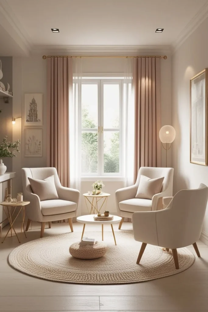 symmetrical furniture arrangement in a small living room
