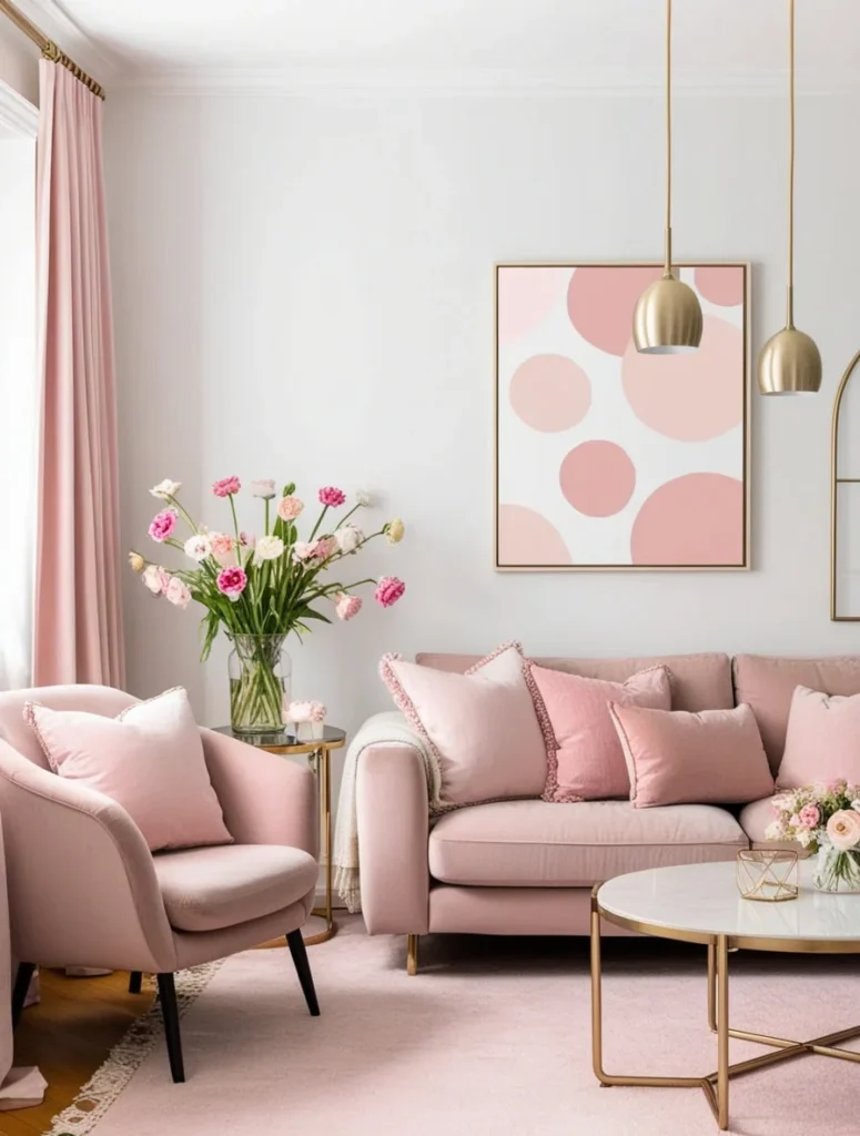 Modern small living room styled with fresh spring touches