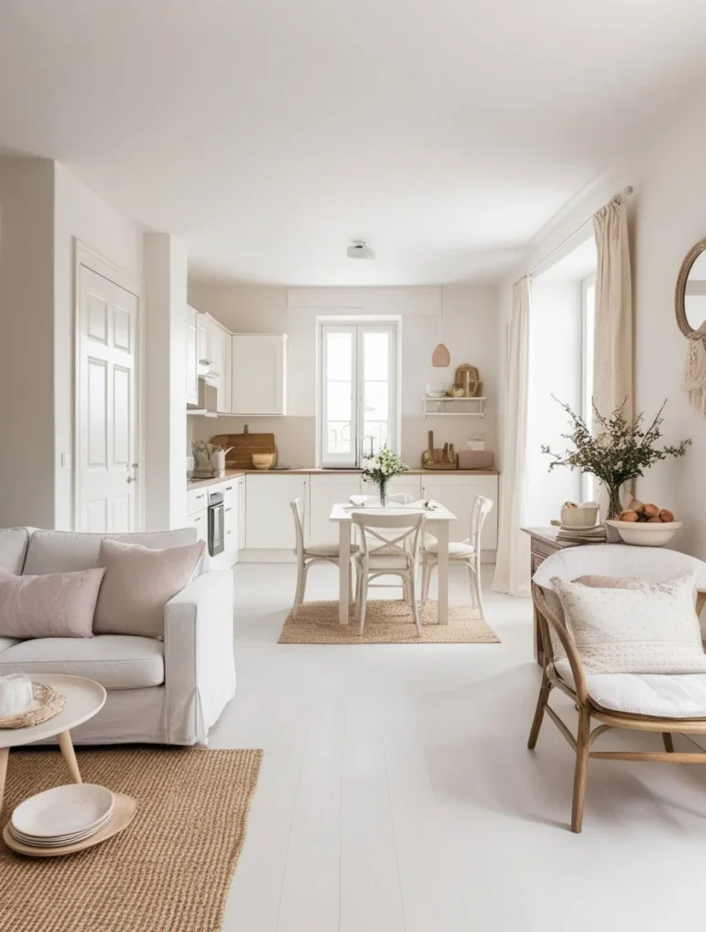 Sectional sofa layout in small living room ideas with dining table