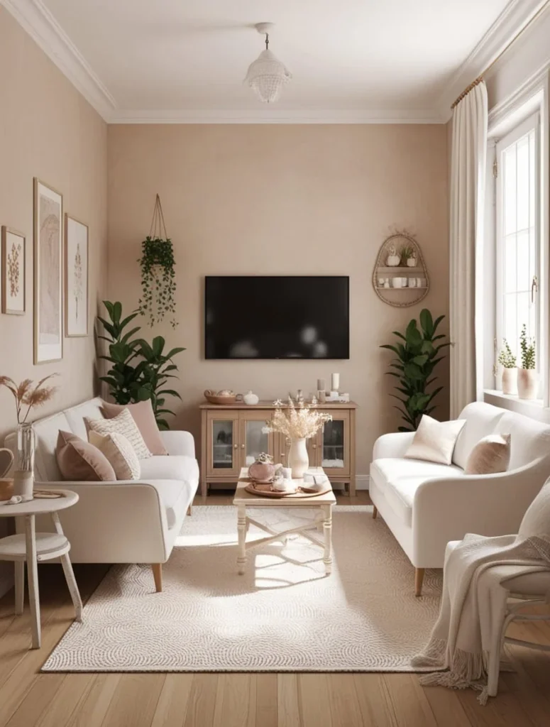 Small living room with TV and wall-mounted soundbar for sleek look