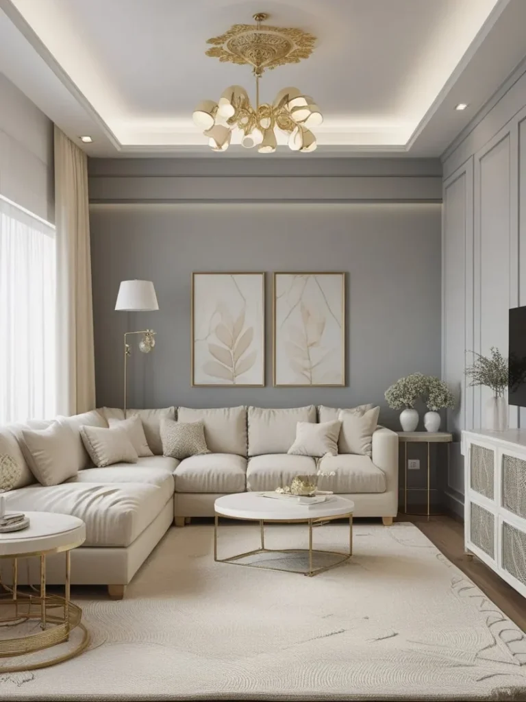 Compact seating arrangement for a tight rectangular living room