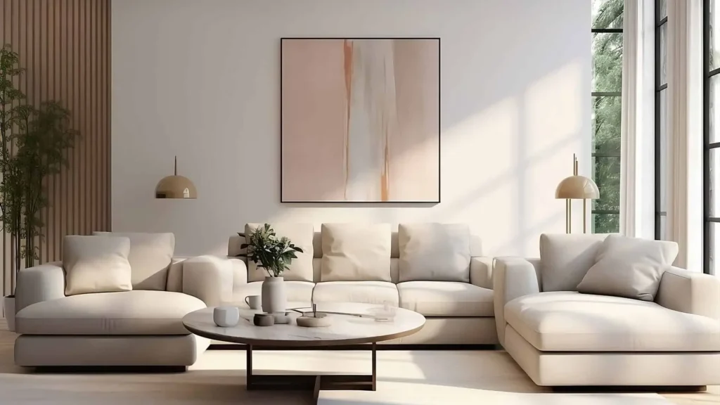 minimalist small living room with clutter-free furniture arrangement