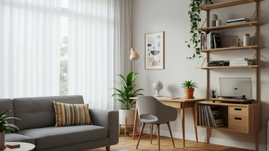 tall vertical shelves maximizing storage in a small space 