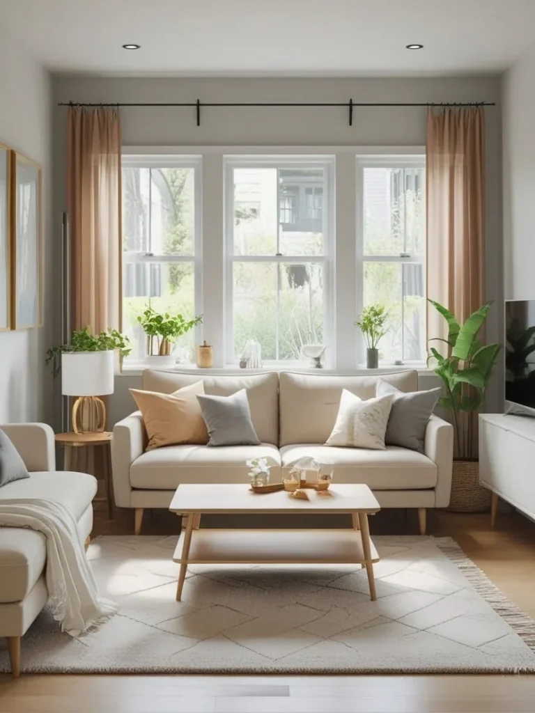 bright living room seating area near a window