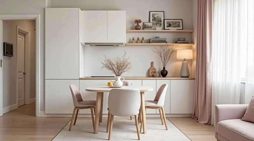 symmetrical layout design for small living and dining combo