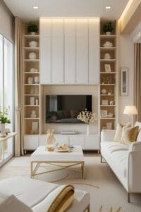 tv unit with storage shelves for living room