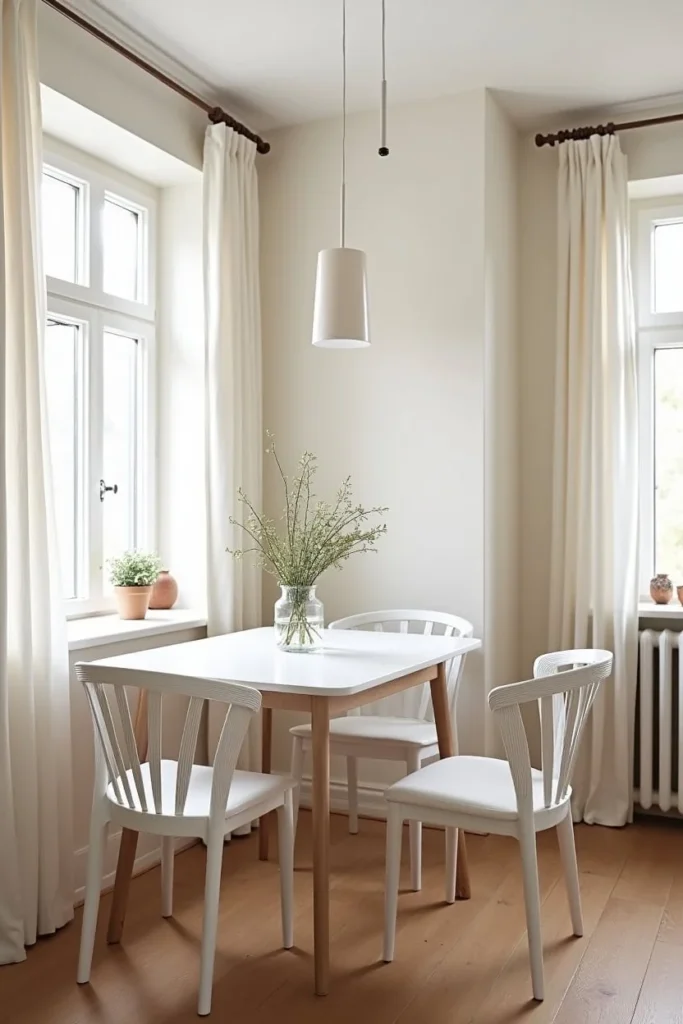 dining table placed near window in small living dining combo