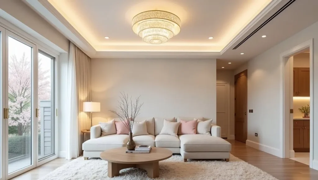 Bright ceiling light fixture for small living room spaces