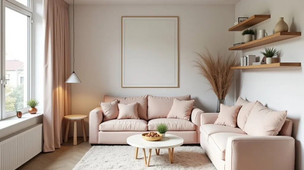 Comfortable loveseat sofa with deep cushions for cozy small living room