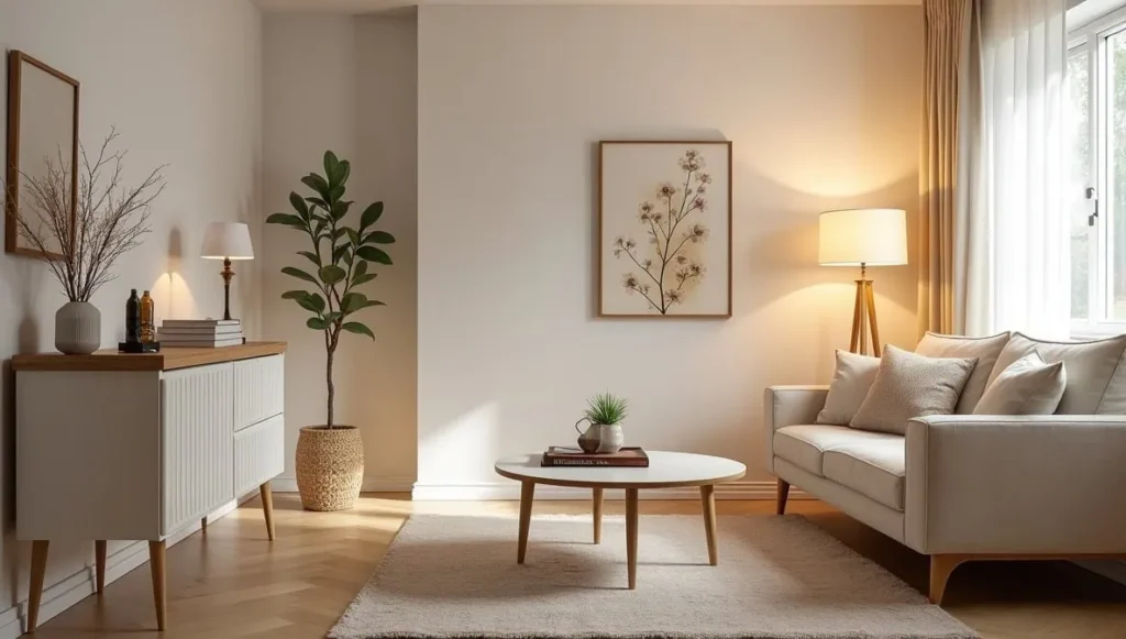 Corner floor lamp for small living room with soft ambient lighting