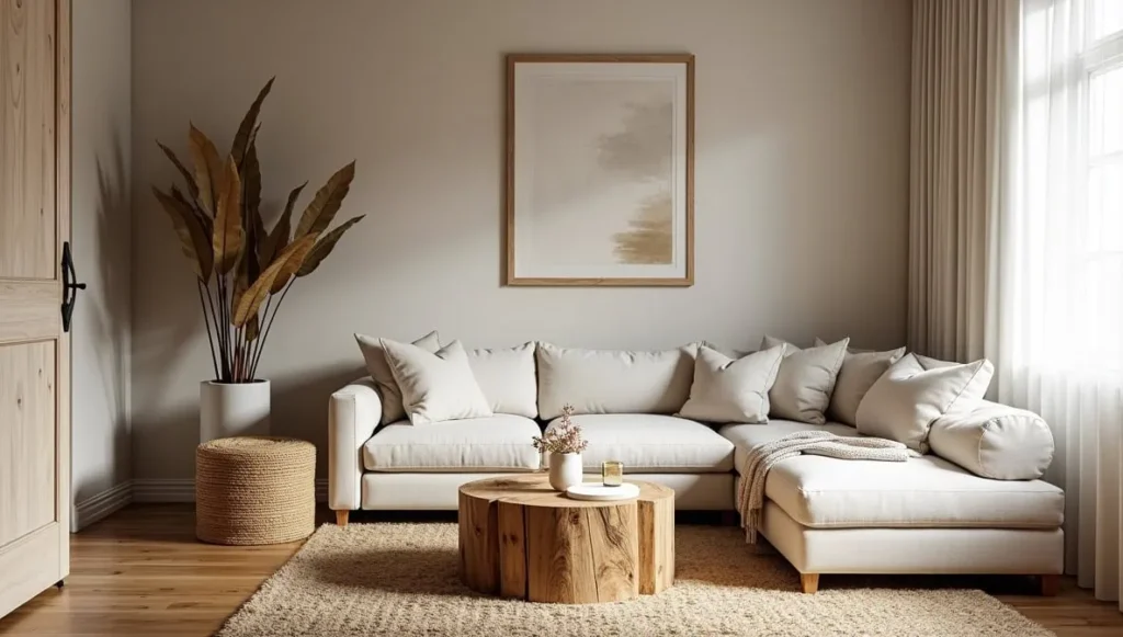 Deep-seat sectional sofa creating a cozy modern living room