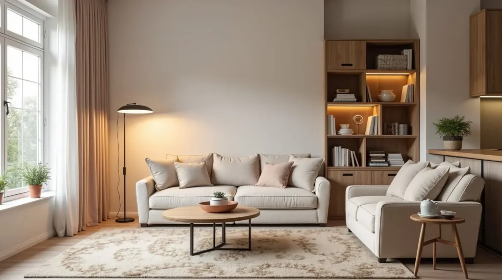 warm white lighting creating a cozy and inviting living room