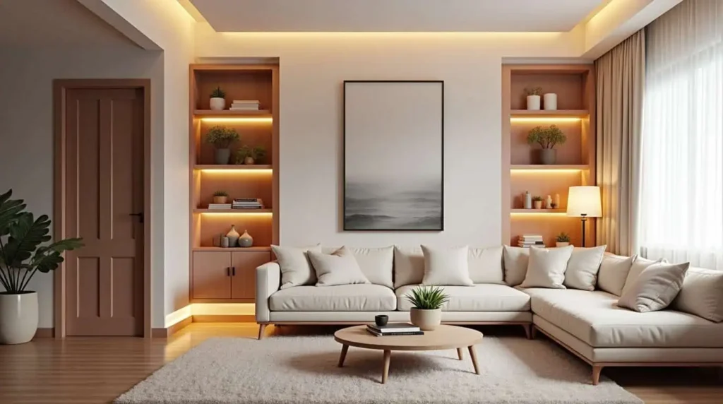 modern smart lighting setup with color changing LED lights