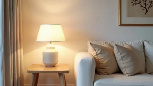 Minimalist table lamp for small living room with slim space-saving design