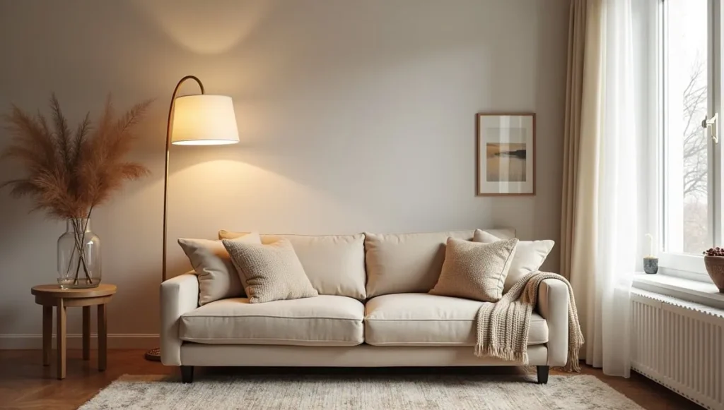 Boho rattan floor lamp for cozy small living room
